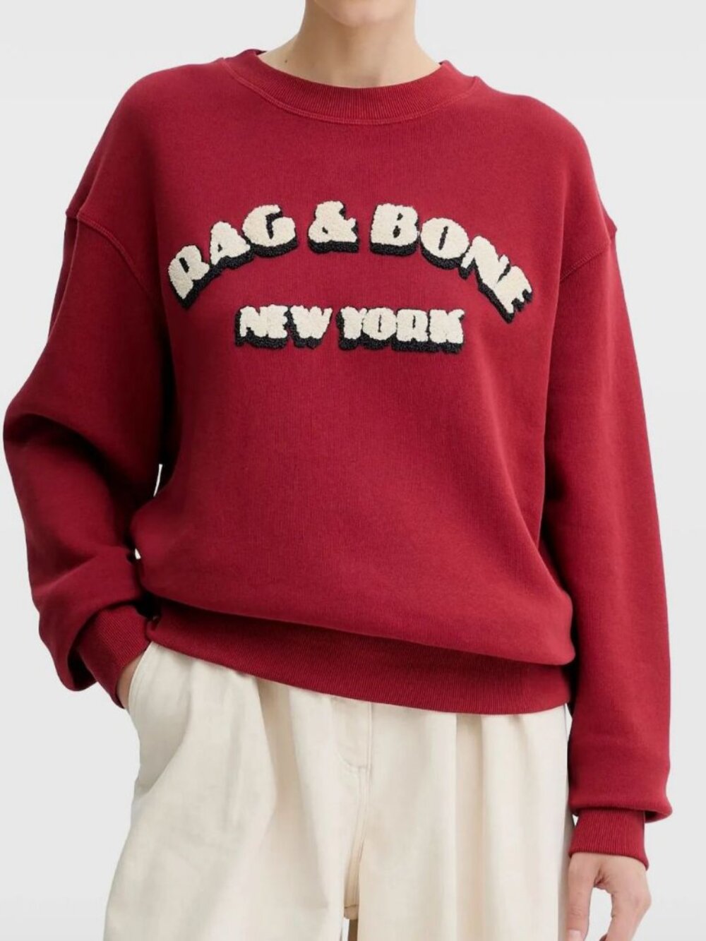 Rag & Bone Women's Red Logo Applique Sweatshirt Sweater Size M